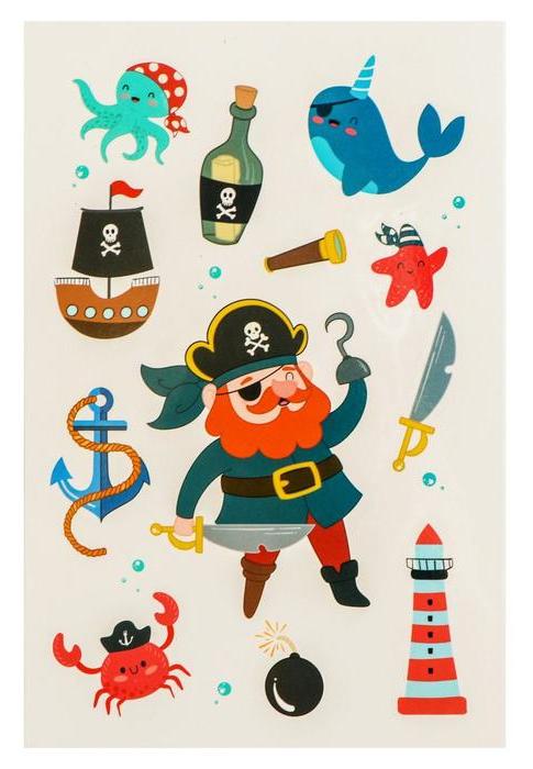 Переводные тату «Пиратская вечеринка», 14х24 см