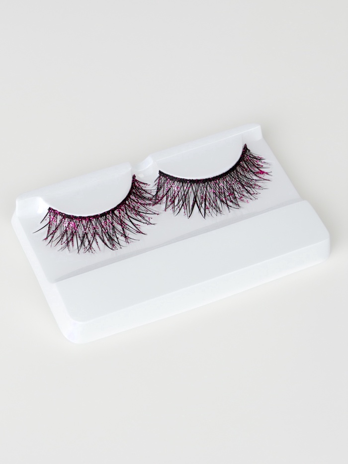 Ресницы накладные «Сияй», с блёстками, 14 мм, без клея, розовые