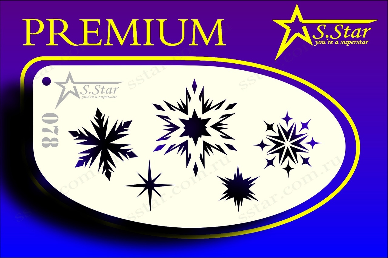 Трафарет для аквагрима S.STAR 078 новый год
