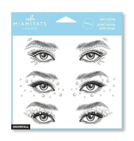 Кристаллы на клейком слое для лица Miamitats FACE GEMS Snowfall