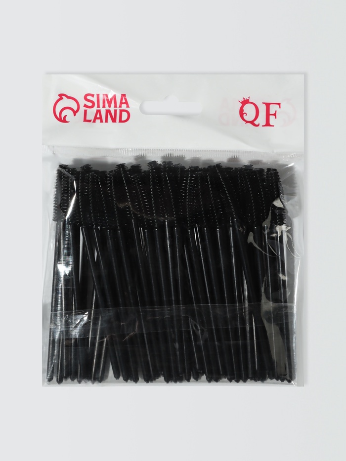 Щёточки для бровей и ресниц, силиконовые, набор - 50 шт., 10.5 см, чёрная