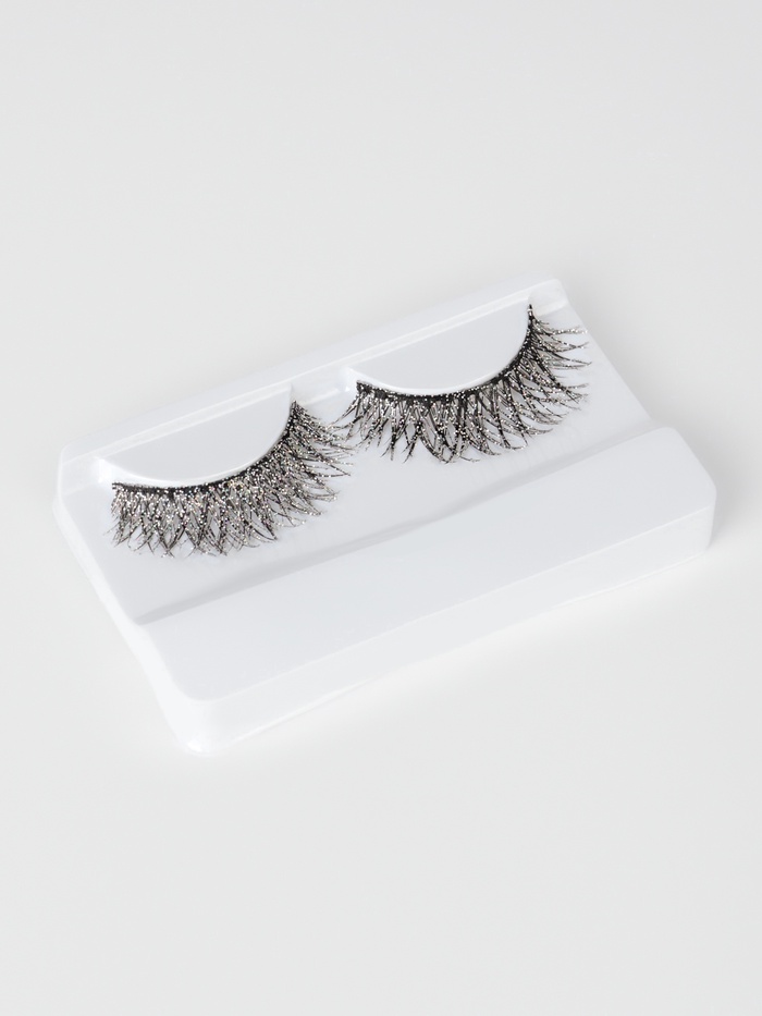 Ресницы накладные «Сияй», с блёстками, 14 мм, без клея, серебристые