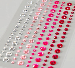 Стразы самоклеящиеся разноцветные кристаллы d 3-6 мм, 136 шт.