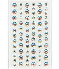 Стразы самоклеящиеся Кристалл с разноцветным переливом d 6-10 мм, 72 шт